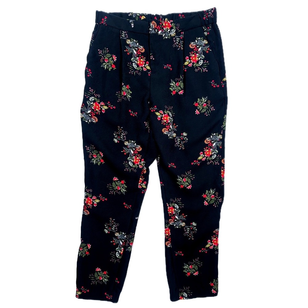 Simply Styled by Sears Black Floral Print Trousers Pants Size Medium